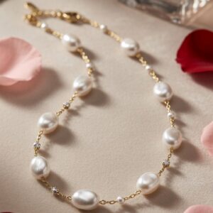 The Odette Baroque Pearl Link Necklace-Gold Finish