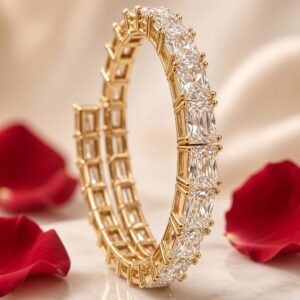 The Gandeur Radiant-Cut Diamond-Style Bracelet-Gold Finish
