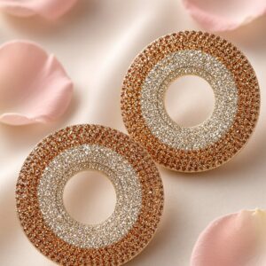 Donought Graceful Rust Golden Finish Italain Setting Earrings
