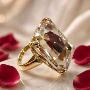 Champagne Royale Radiant Cut Cocktail Adjustable Ring-Gold Finish