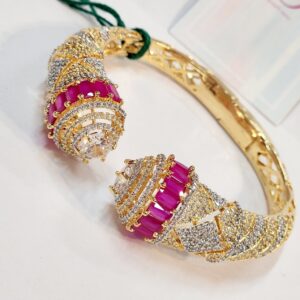 Trendy Luxury Ruby Zirconia Front Openable Bracelet