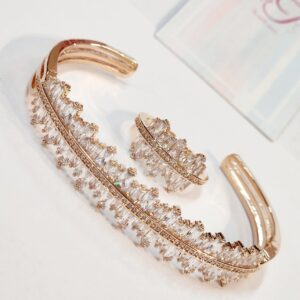 Designer Statement Bracelet Gold Finish With Ring Combo