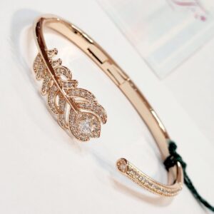 Vouge feather Rose Finish Bracelet Front Openable