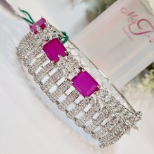Zarika Ruby Royal Bracelet - Platinum Finish