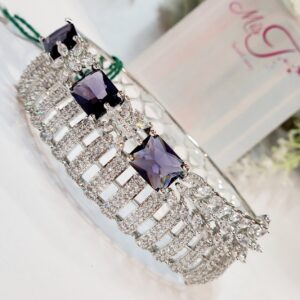 Zarika Amethyst Royal Bracelet- Platinum Finish