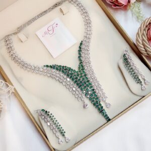 Aurora Emerald Green Cz Bridal Necklace Set for Women – Luxury Wedding Jewelry