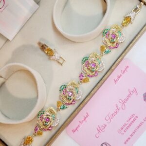 Bright Multi Colour Whimsical Charm Roses Tennis Bracelet