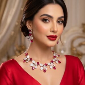 Antique Wine Ruby Choker Set