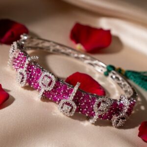Elite Diamond style Ruby Zirconia Platinum Finish Bracelet