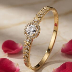 Opulent Rose Gold Crystal Wave Cuff Bracelet for Women – Elegant Luxury Bangle