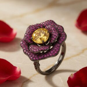 Layered Rose Glow Royal Ruby-Topaz Adjustable Ring