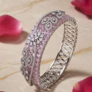 Global Fashion Blush Pink Platinum Finish Bracelet