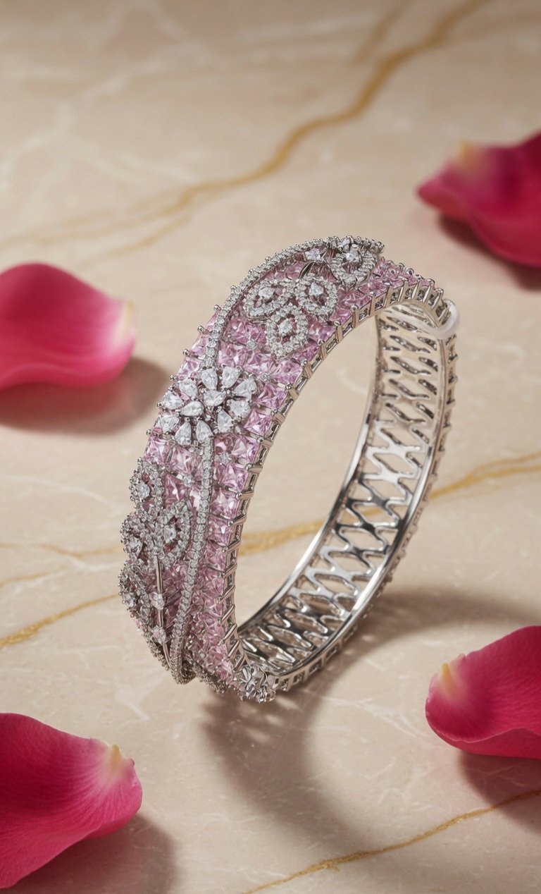Global Fashion Blush Pink Platinum Finish Bracelet