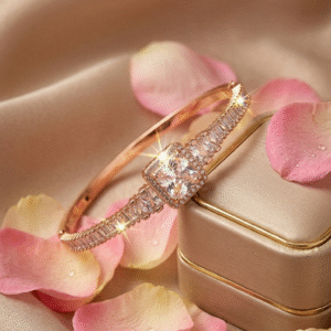 Vivienne Cushion-Cut Center Baguette Kada Bracelet-Gold Finish