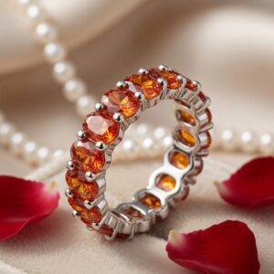 The Solari Oval Cut Amber Statement Ring-Platinum Finish(Size 9)