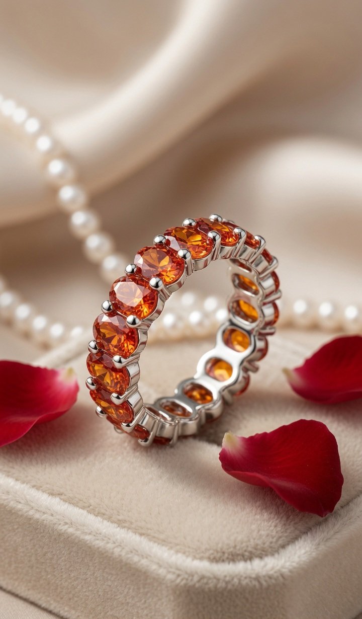 The Solari Oval Cut Amber Statement Ring-Platinum Finish(Size 9)