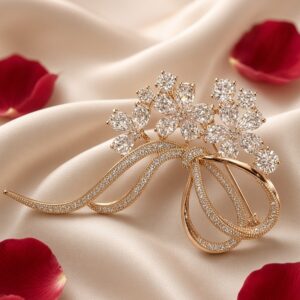 Siren's Ribbon Petal Curved Brooch-Gold Finish