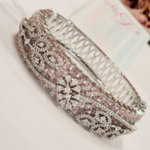 Global Fashion Blush Pink Platinum Finish Bracelet