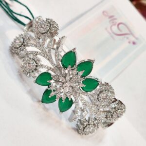 Premium Emerald Green Platinum Finish Bracelet