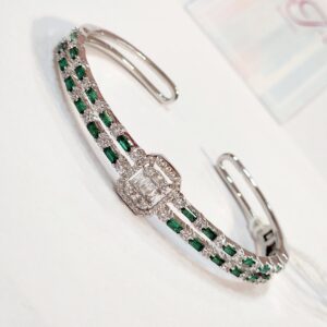 Twilight Emerald Green Mirror Finish Platinum Finish Bracelet