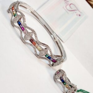 Mode Chic Platinum Finish Bracelet Ring Combo