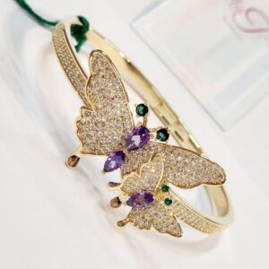 Purple wing Flutter Cuff Bracelet Golden Finish