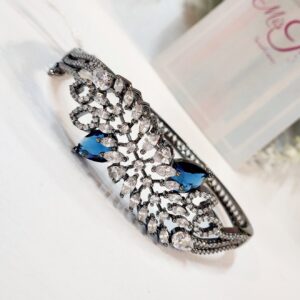 Sharp Elegance Sapphire Blue Bracelet- Black Rhodium Finish
