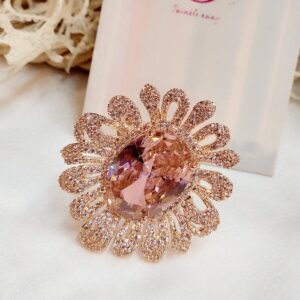 Iris Mosaic Pink Doublet Finger Ring- Rose Finish