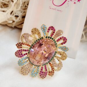 Iris Mosaic Multi Pink Doublet Finger Ring