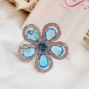 Floral Fortune Aquamarine Finger Ring