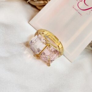 Double Decker Blush Pink White Ring