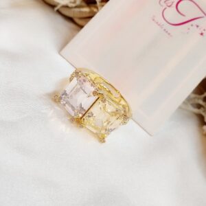 Double Decker Topaz White Ring