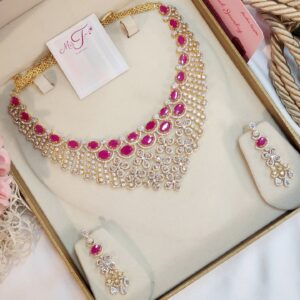 Regal Ruby Glow Choker Set for Women