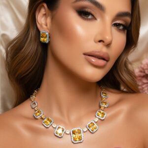 Topaz Golden with Firoza Jacket Solitaire Look Set