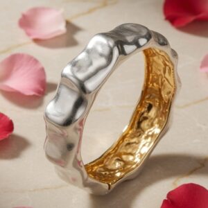 Liquid Silver Molten Wave Bracelet-Gold Finish
