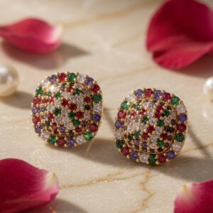 Royale Prism Multi-Color Studs-Gold Finish