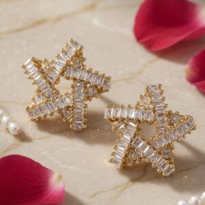 Midnight Sparkle Geometric Gilded Star-Gold Finish