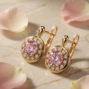 The seraphina Pink Morganite style Hoops-Gold Finish