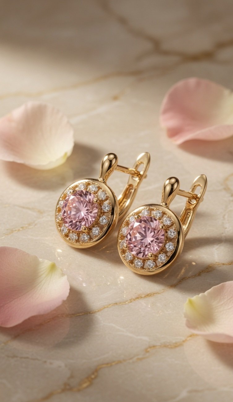 The seraphina Pink Morganite style Hoops-Gold Finish