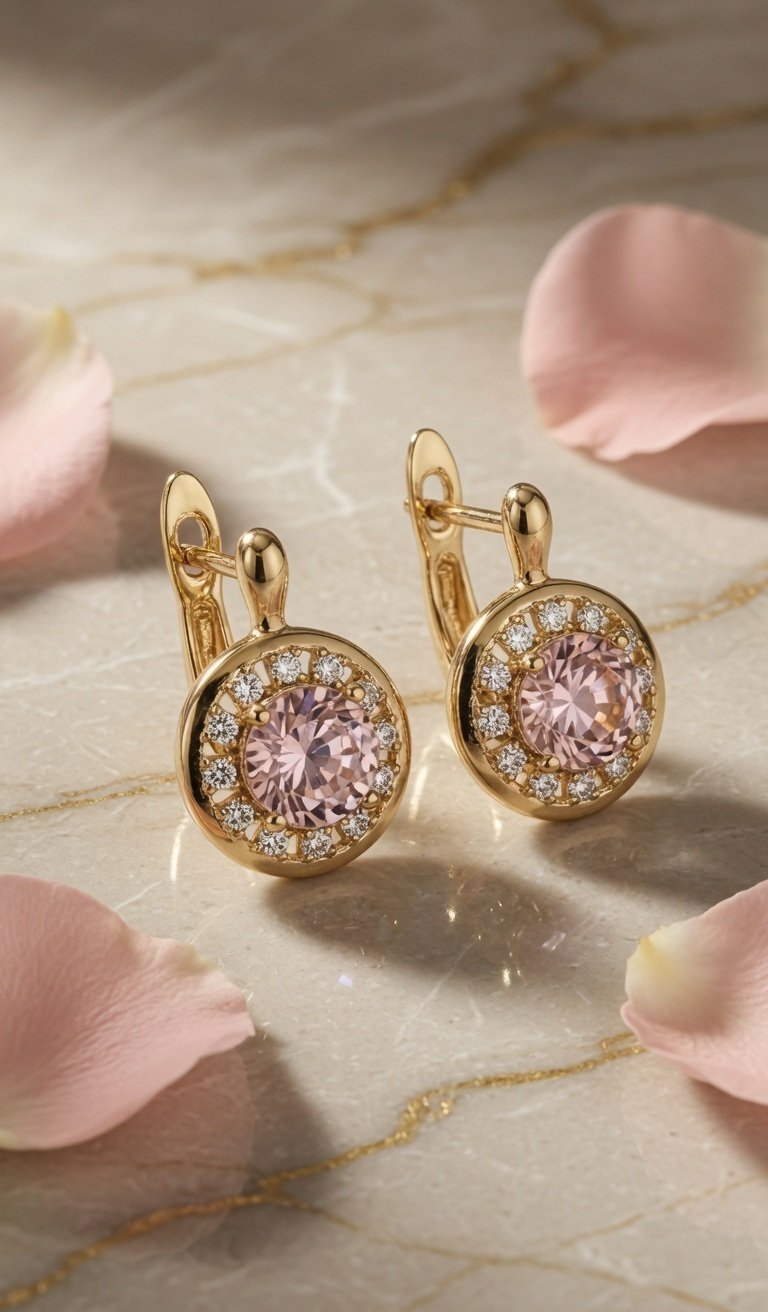 The seraphina Pink Morganite style Hoops-Gold Finish - Image 2