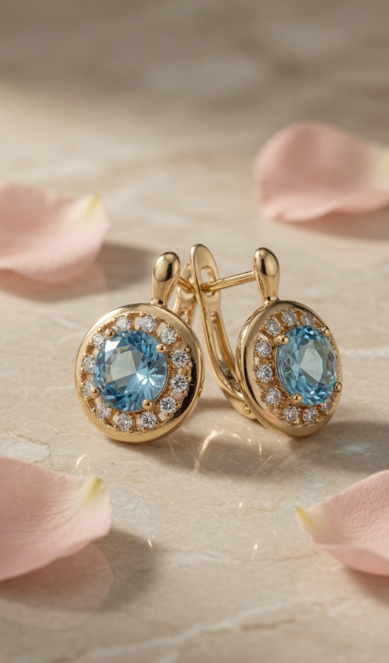 The Serenity Blue Muse Halo Hoops-Gold Finish
