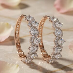 Radiant Wave Diamond-Style Hoops-Gold Finish
