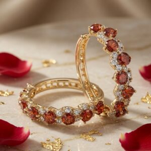 Scalloped Orange Vintage-Style Feiry Hoops-Gold Finish