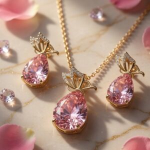 Papillon Nectar Winged Drop Pendant Set-Gold Finish