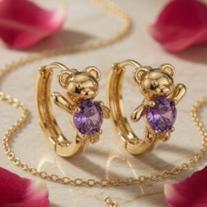 The Valkyrie Teddy bear Chevron Hoops-Gold Finish