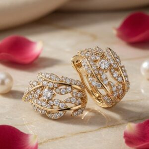 The metropolis Multi-Cut Diamond Huggie Hoops-Gold Finish