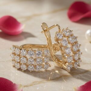 The Grand Gala Triple-Row Diamond-Style Hoops-Gold Finish
