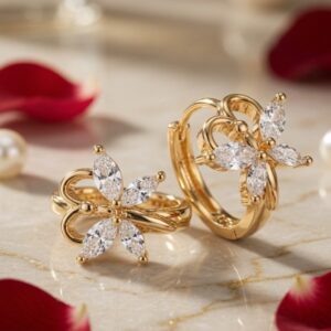 The Mariposa Marquise Diamond-Style Butterfly Hoops-Gold Finish