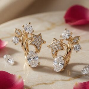 Stellar Path Gold Shooting Star Statement Hoops-Gold Finish