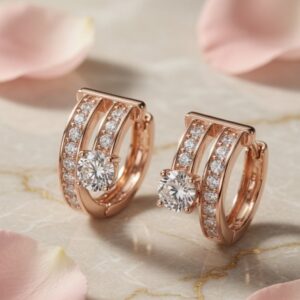 Trillion Solitaire Multi-Row Hoops-Gold Finish